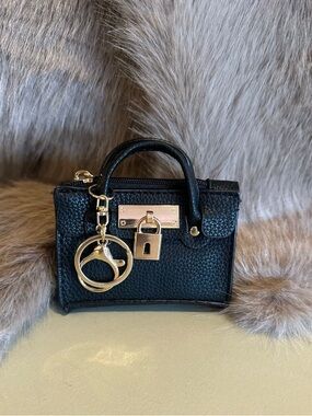 Black Pebbled Leather Mini Satchel Charm